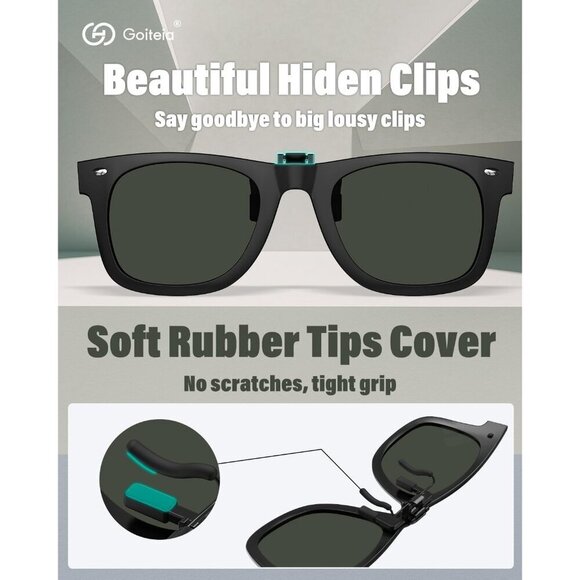 Clip On Sunglasses Women Men Polarized UV400 Concel Glasses Retro Style